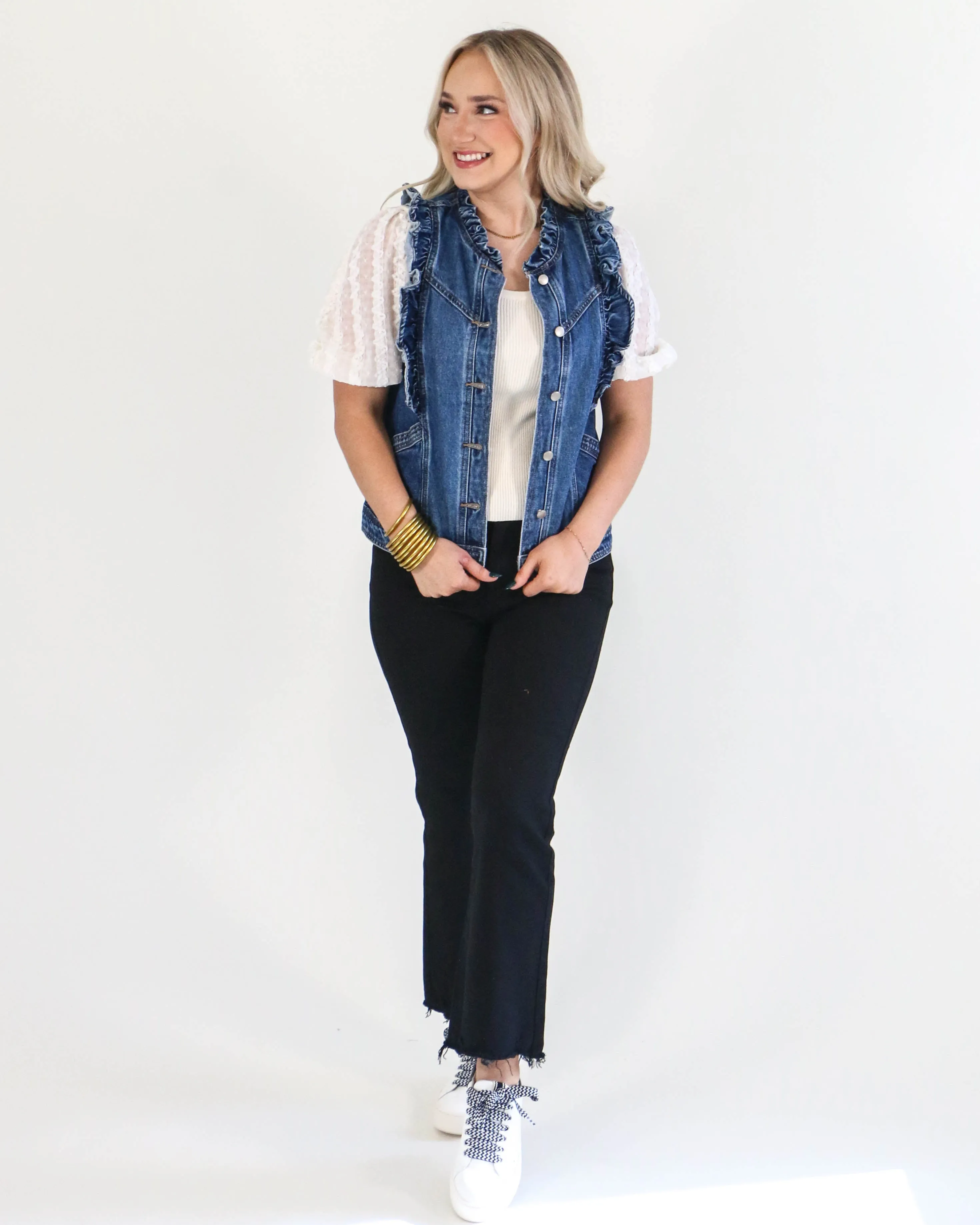 Ruffled Denim Vest