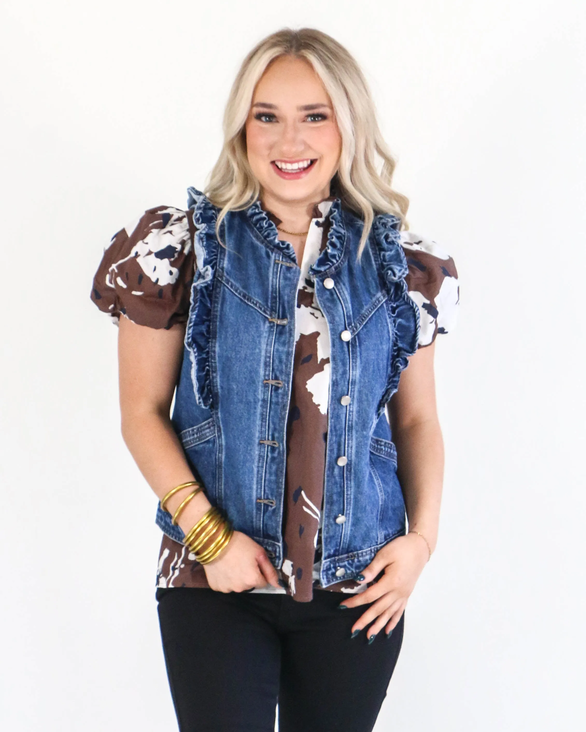 Ruffled Denim Vest