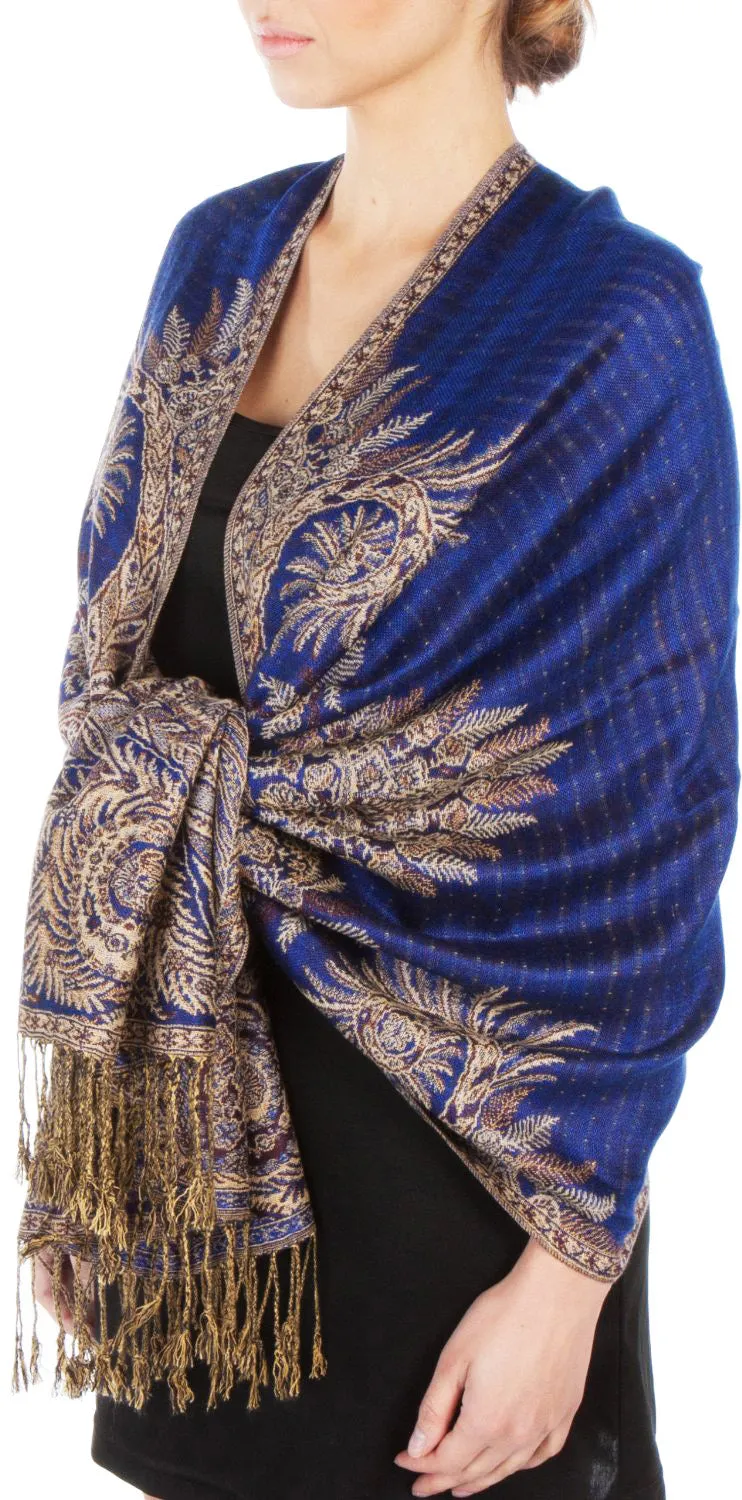 Sakkas 70" x 28" Big Paisley Jacquard Layered Woven Pashmina Shawl / Wrap Stole