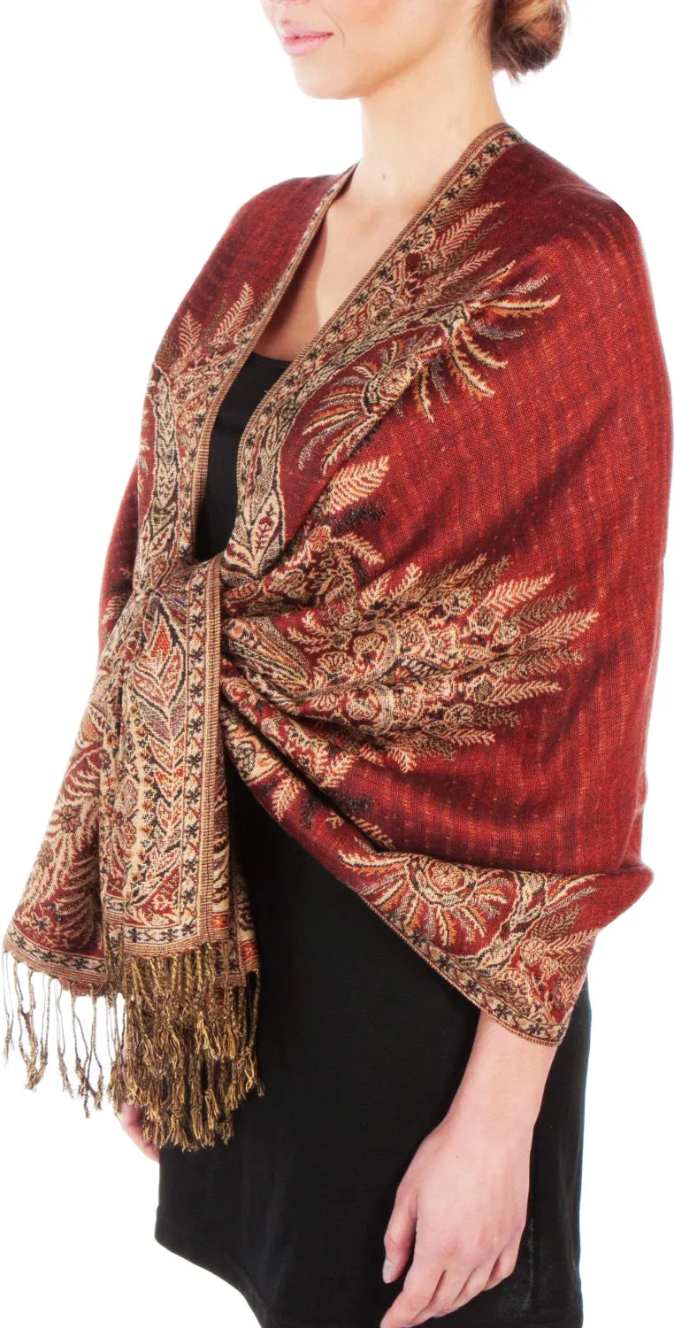 Sakkas 70" x 28" Big Paisley Jacquard Layered Woven Pashmina Shawl / Wrap Stole