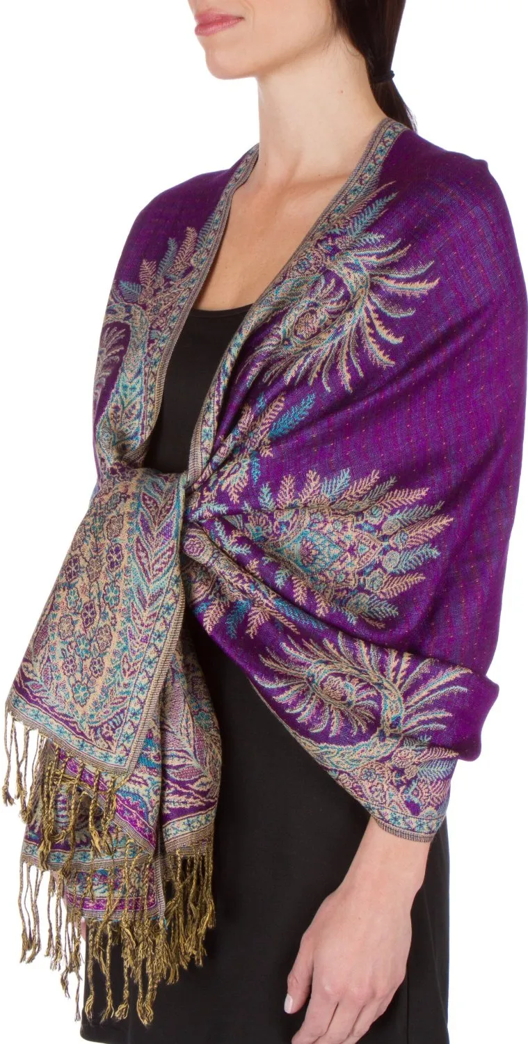 Sakkas 70" x 28" Big Paisley Jacquard Layered Woven Pashmina Shawl / Wrap Stole