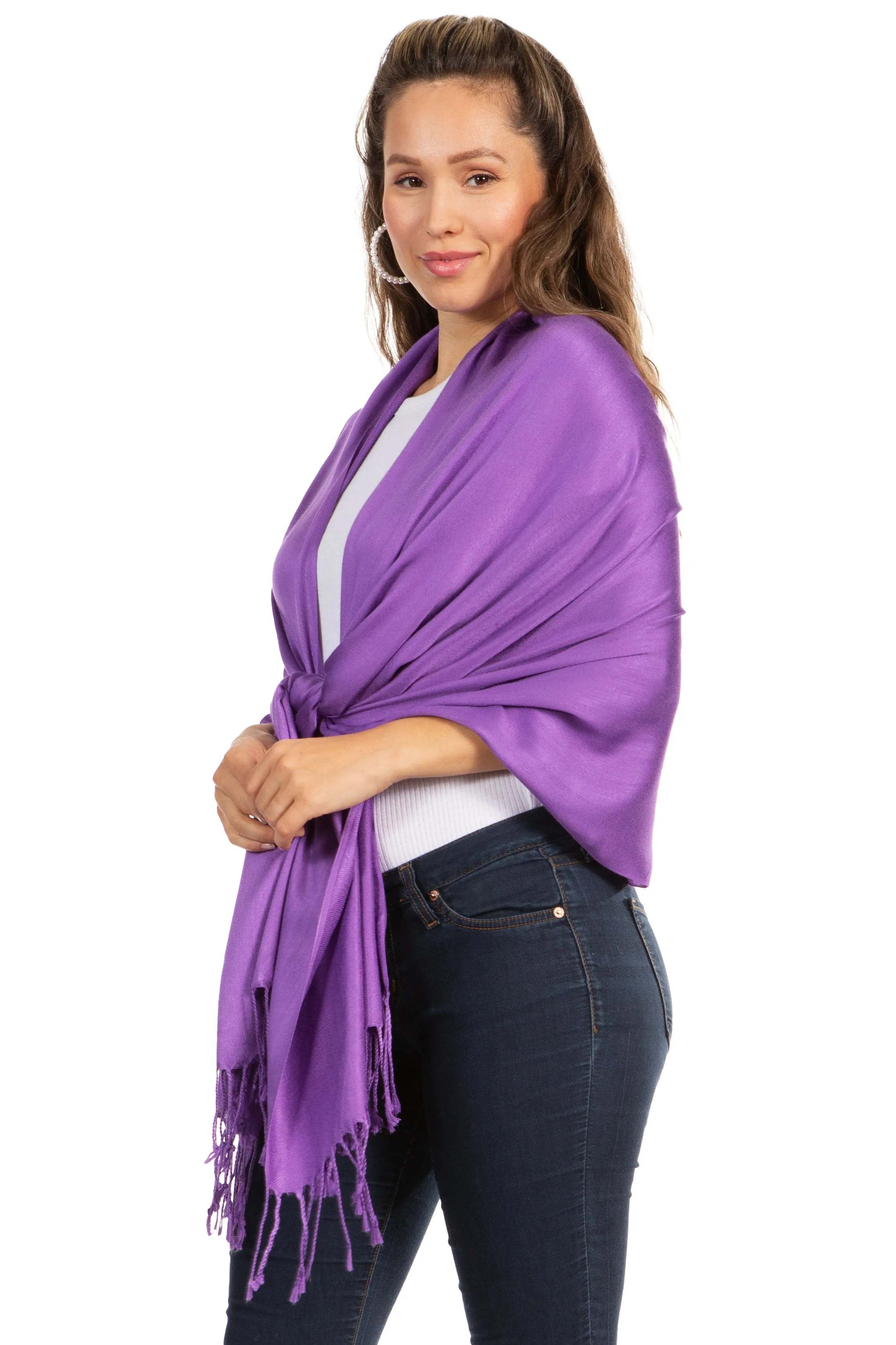 Sakkas 78" X 28" Rayon from Bamboo Soft Solid Pashmina Shawl / Wrap / Stole