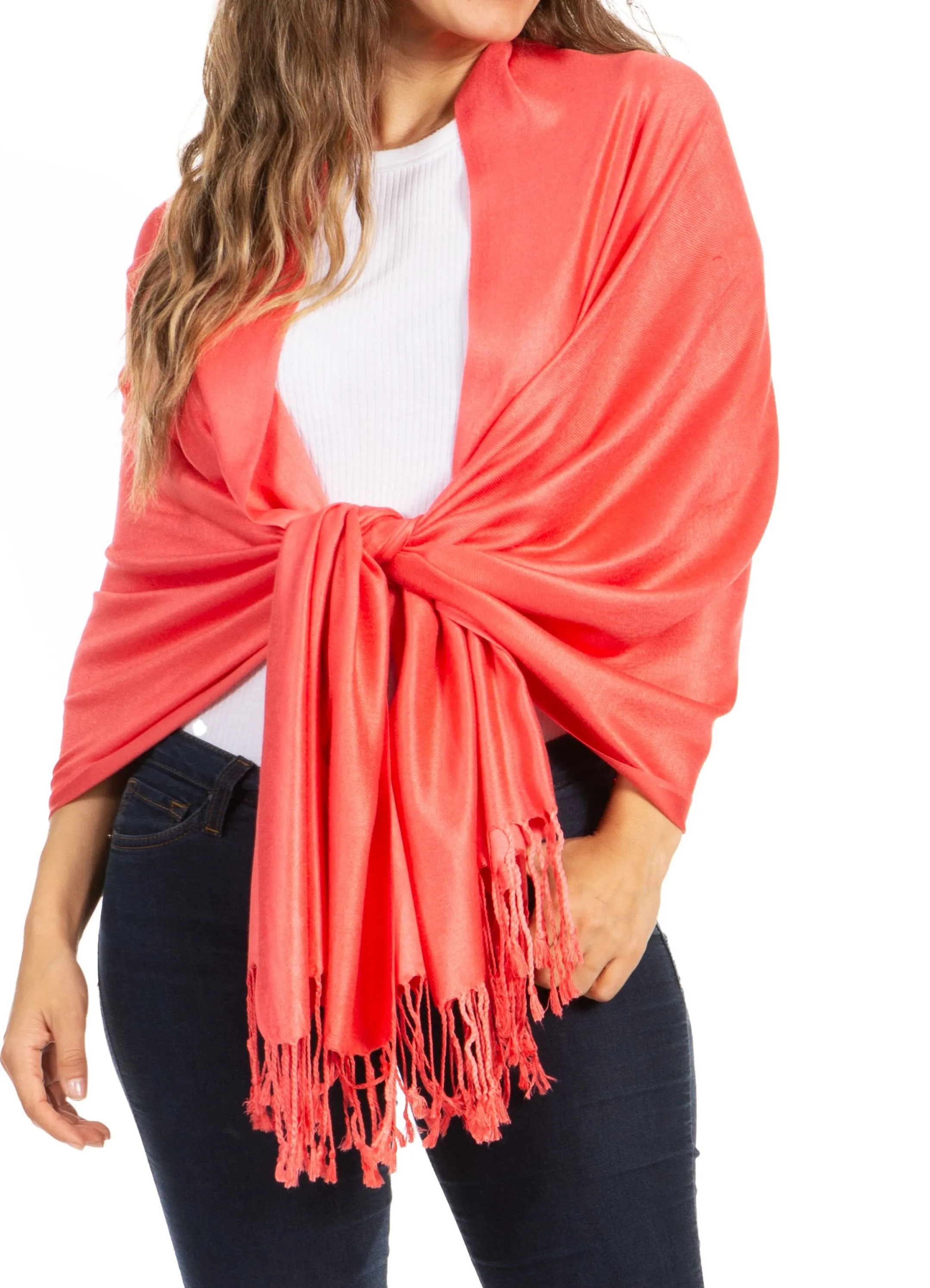 Sakkas 78" X 28" Rayon from Bamboo Soft Solid Pashmina Shawl / Wrap / Stole