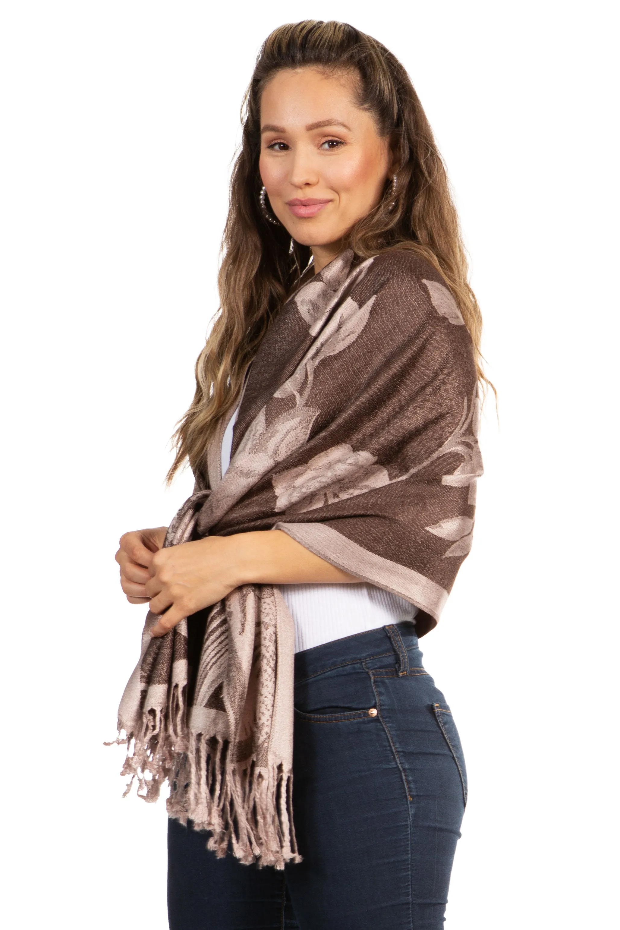 Sakkas Two Tone Rose Pashmina Scarf / Stole / Wrap