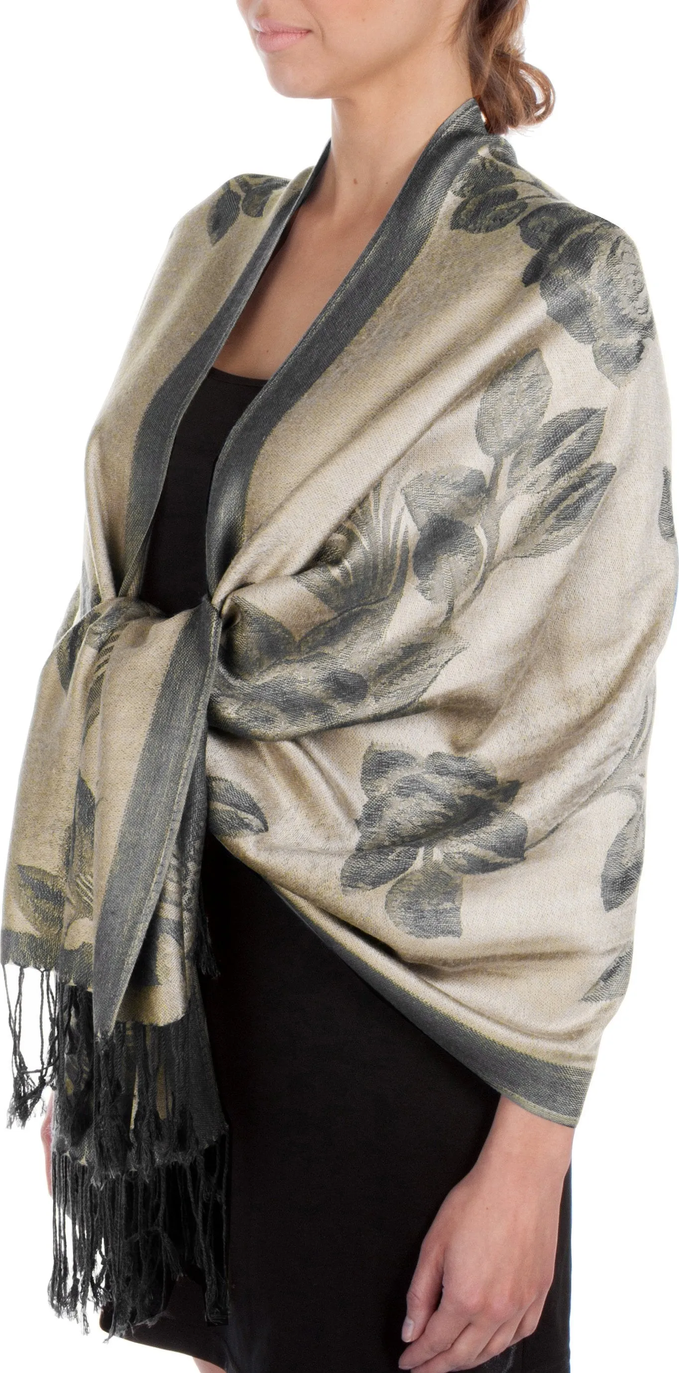 Sakkas Two Tone Rose Pashmina Scarf / Stole / Wrap