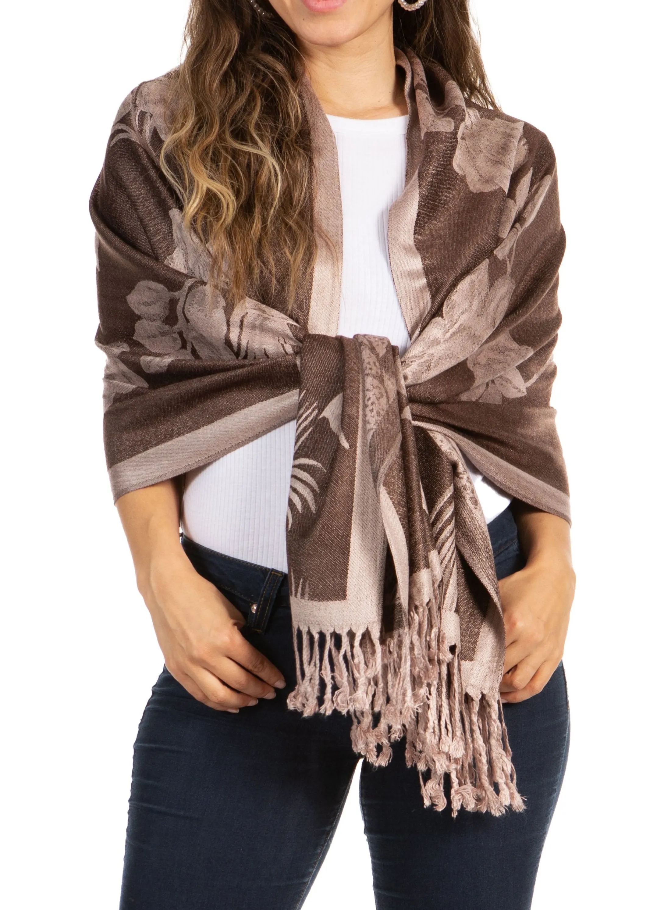 Sakkas Two Tone Rose Pashmina Scarf / Stole / Wrap