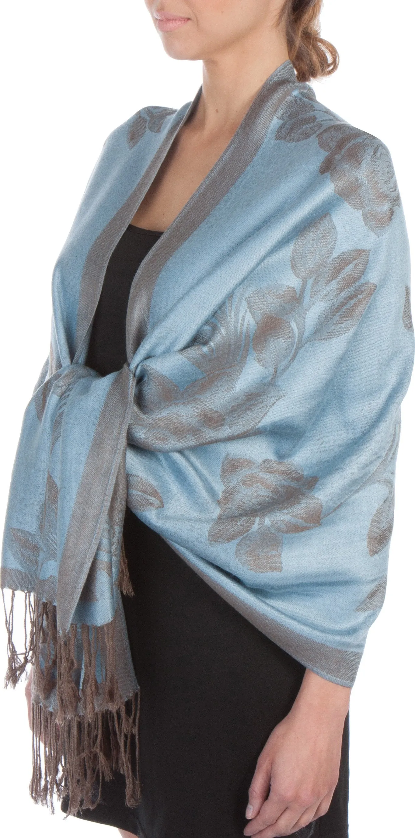 Sakkas Two Tone Rose Pashmina Scarf / Stole / Wrap