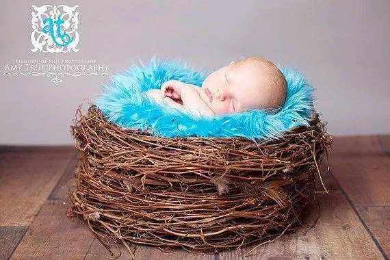 SALE Aqua Blue Mongolian Faux Fur Photography Prop 26X18