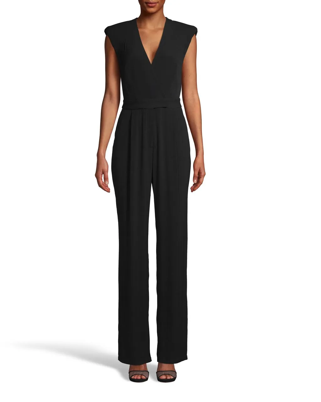 Satin Back Crepe Jumpsuit In Black