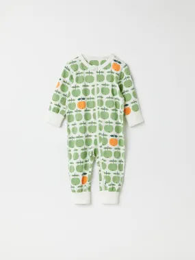 Scandi Apple Print Baby Sleepsuit