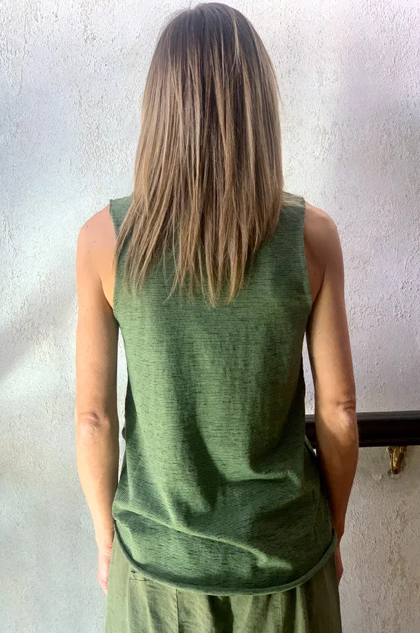 Scoop Neck Tank - Green Multi