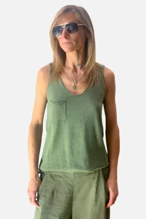 Scoop Neck Tank - Green Multi