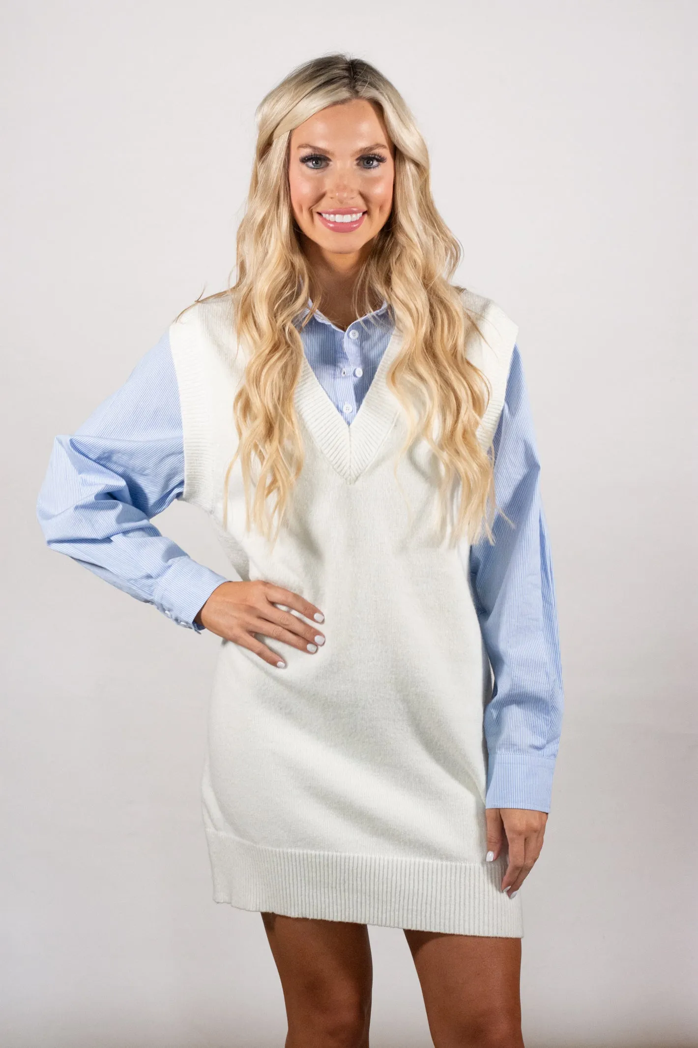 She's All That Under Shirt Mini Sweater Dress