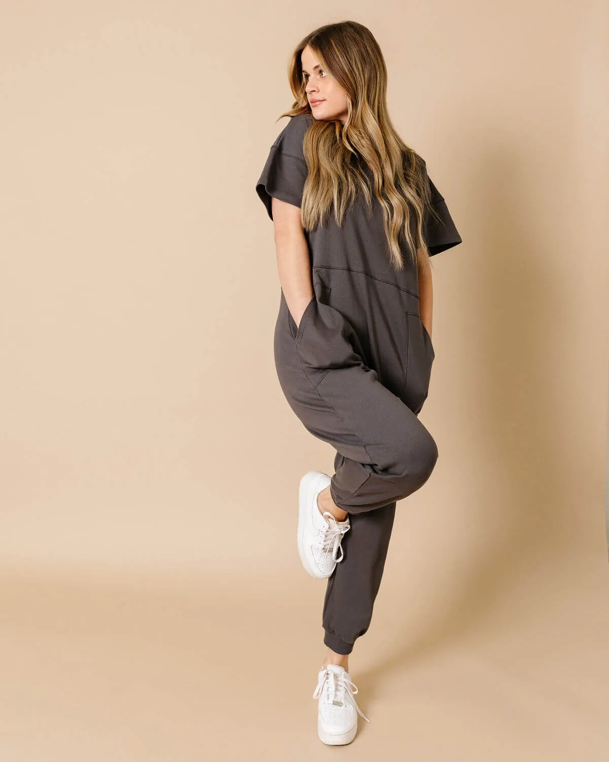 Sienna V-Neck Short Sleeve Jumpsuit | M-3XL