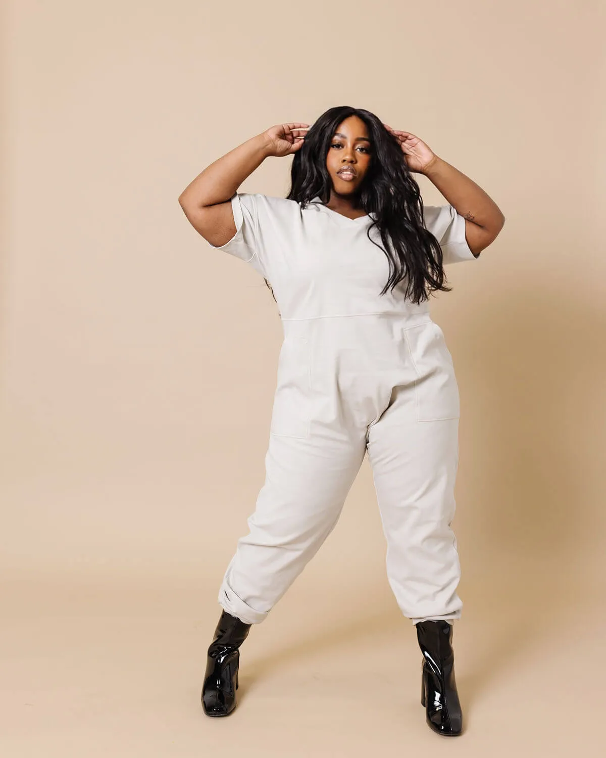 Sienna V-Neck Short Sleeve Jumpsuit | M-3XL