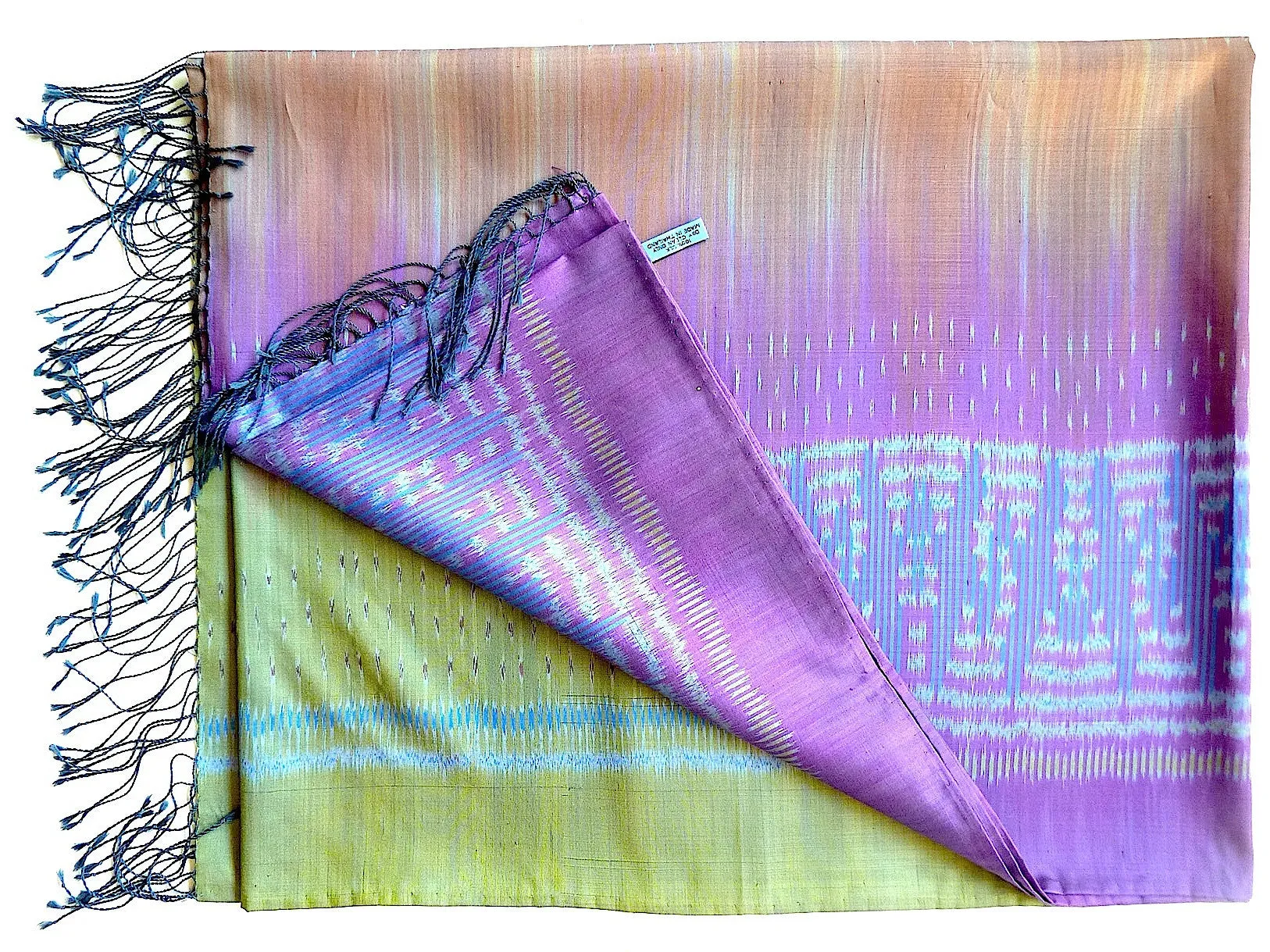 Silk Ikat Shawl Or Throw Amethyst Copper