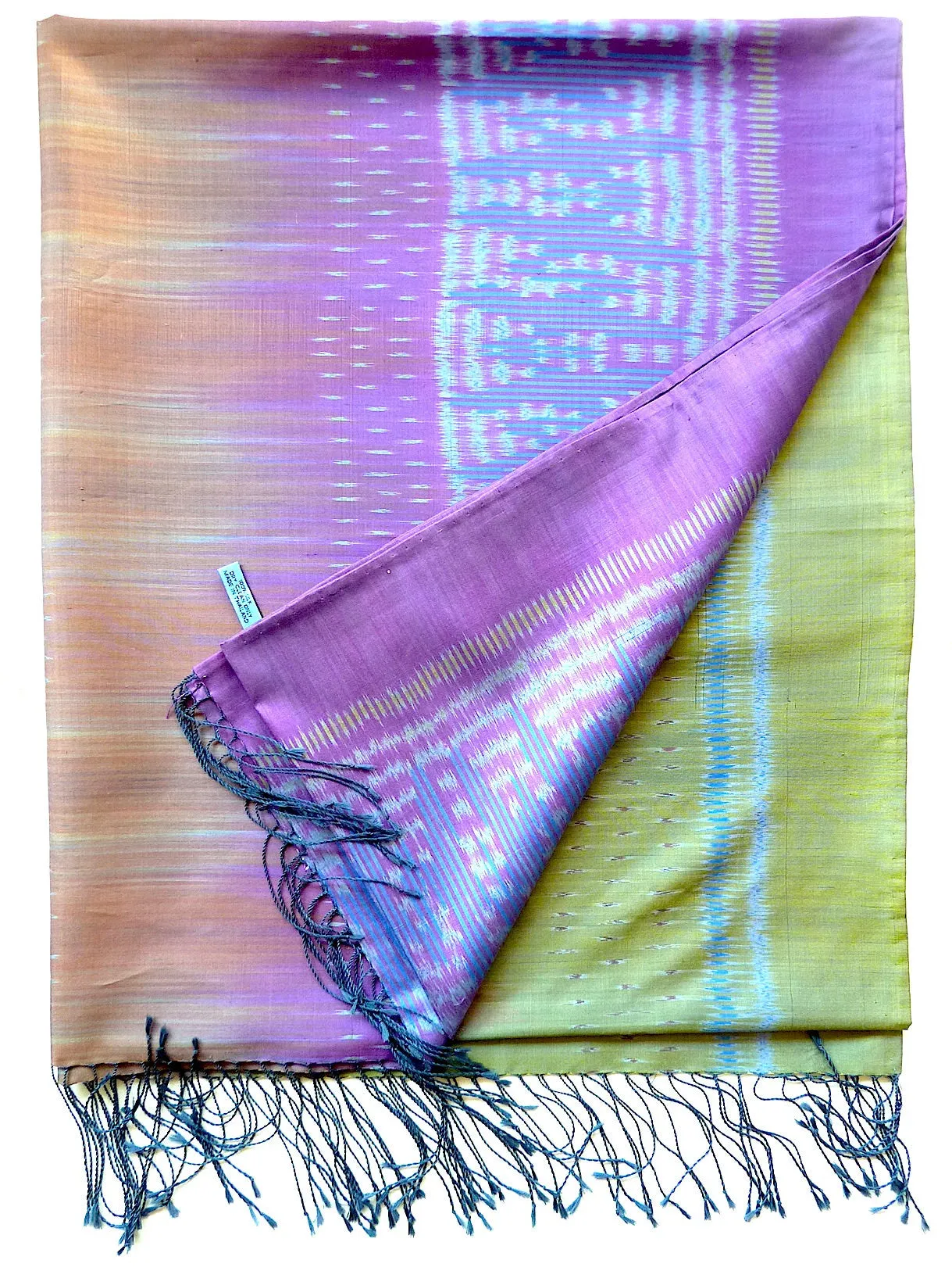 Silk Ikat Shawl Or Throw Amethyst Copper