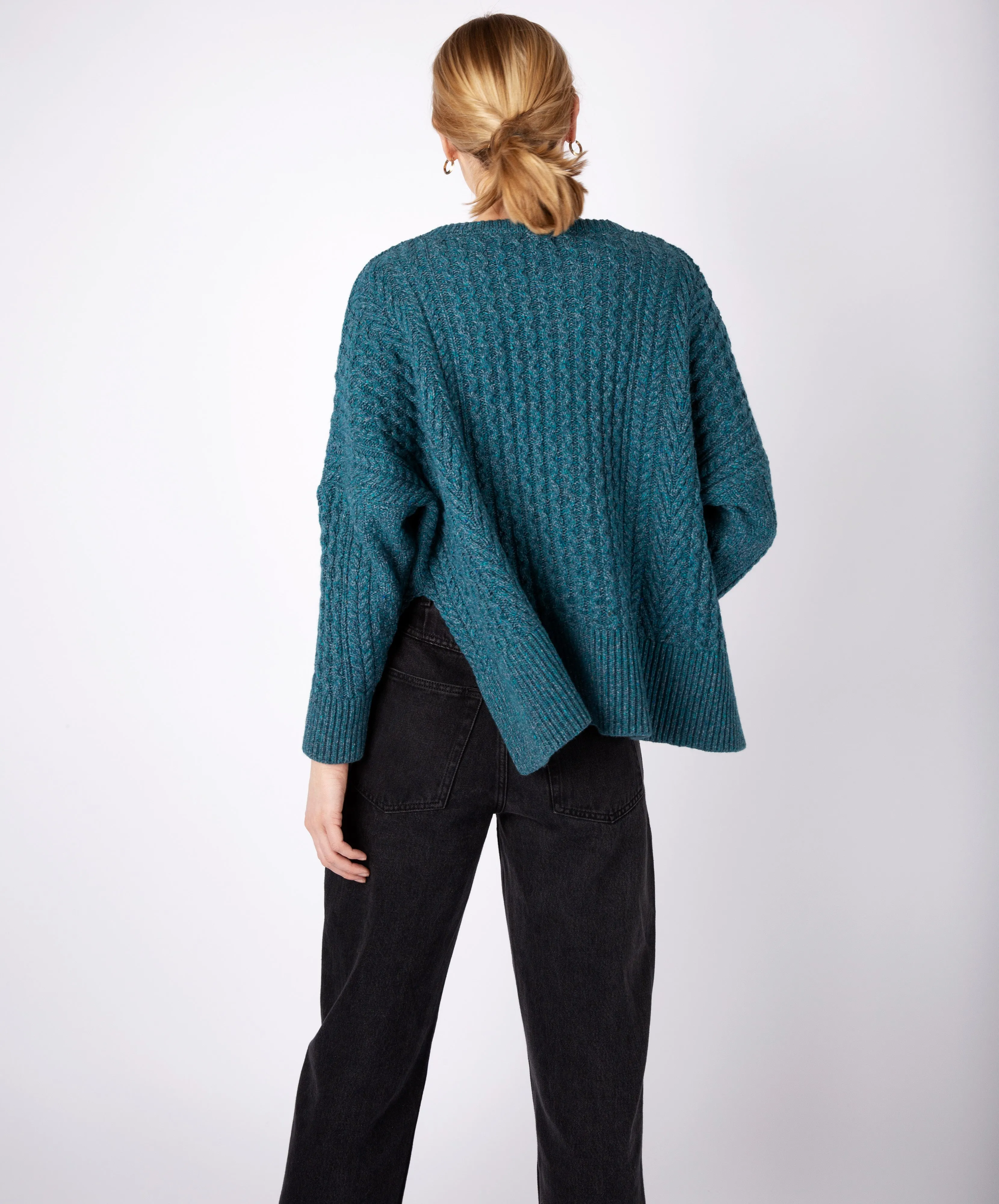 Sorrell Cropped Aran Sweater Aquamarine