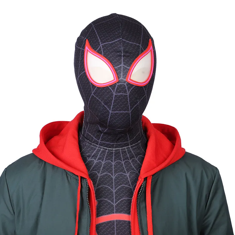 SpiderMan Into the Spider-Verse Costumes Miles Morales Cosplay Spider-Man Jumpsuit Full Set