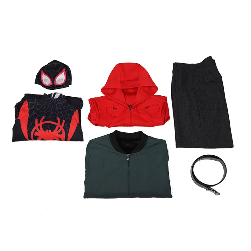 SpiderMan Into the Spider-Verse Costumes Miles Morales Cosplay Spider-Man Jumpsuit Full Set