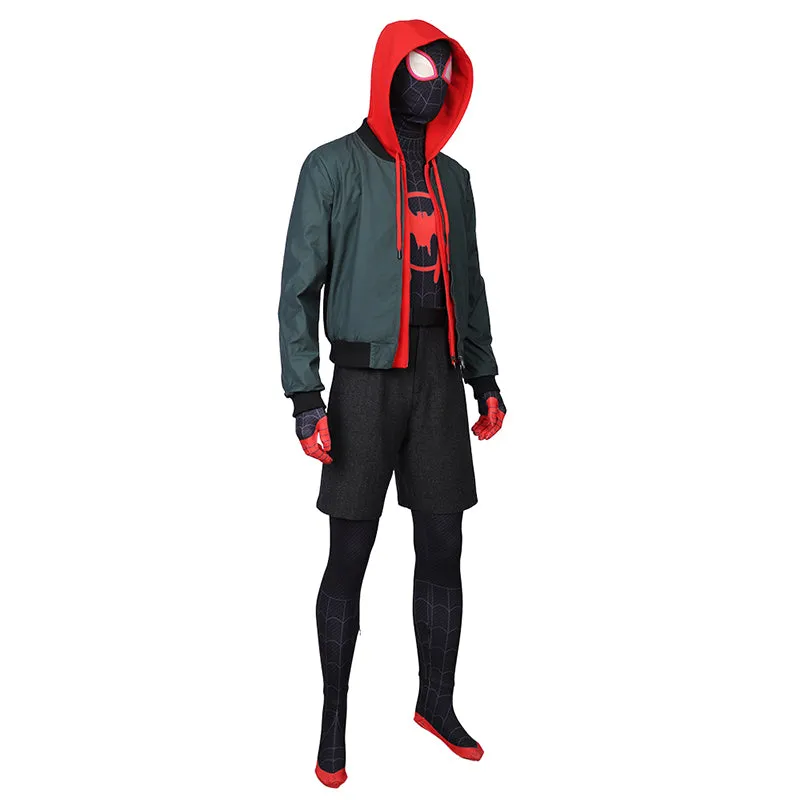 SpiderMan Into the Spider-Verse Costumes Miles Morales Cosplay Spider-Man Jumpsuit Full Set