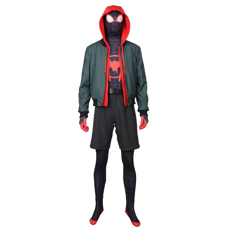 SpiderMan Into the Spider-Verse Costumes Miles Morales Cosplay Spider-Man Jumpsuit Full Set