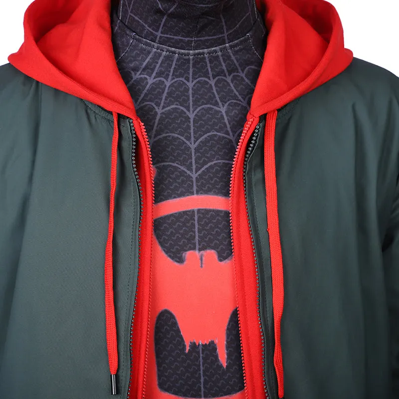 SpiderMan Into the Spider-Verse Costumes Miles Morales Cosplay Spider-Man Jumpsuit Full Set