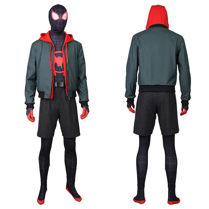 SpiderMan Into the Spider-Verse Costumes Miles Morales Cosplay Spider-Man Jumpsuit Full Set