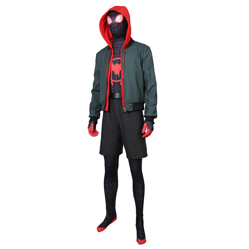 SpiderMan Into the Spider-Verse Costumes Miles Morales Cosplay Spider-Man Jumpsuit Full Set