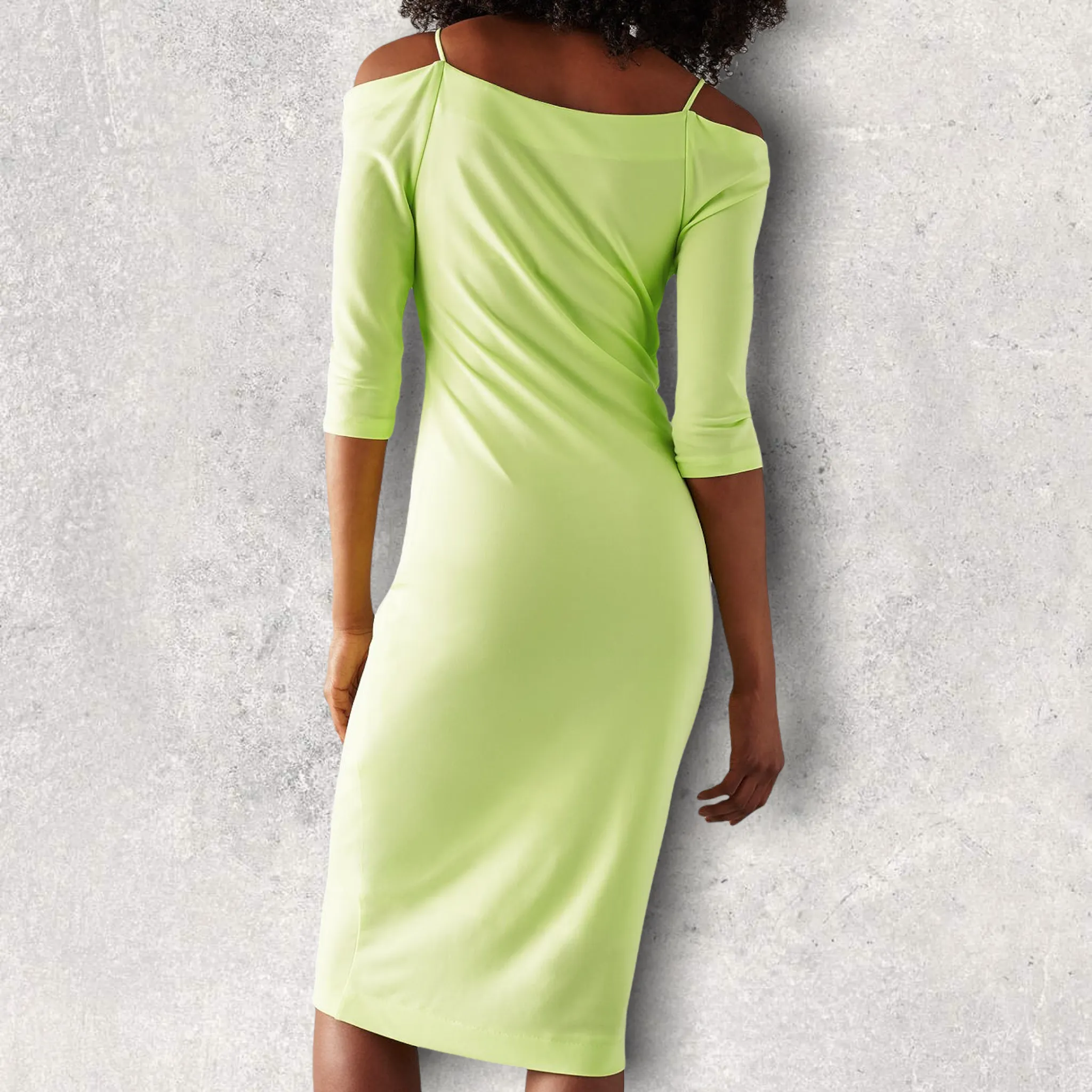 St Studio Womens Lime Off Shoulder Strap Dress Size M  UK 8 US 4 EU 36 RRP £99