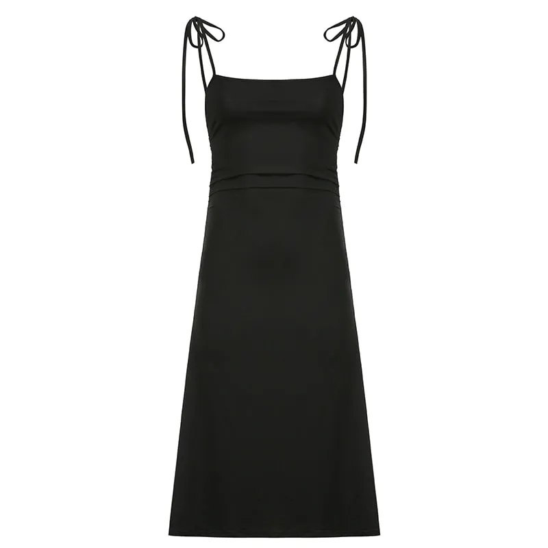 Strappy Ruched Black Irregular Elegant Backless Long Dress Party Summer Dress