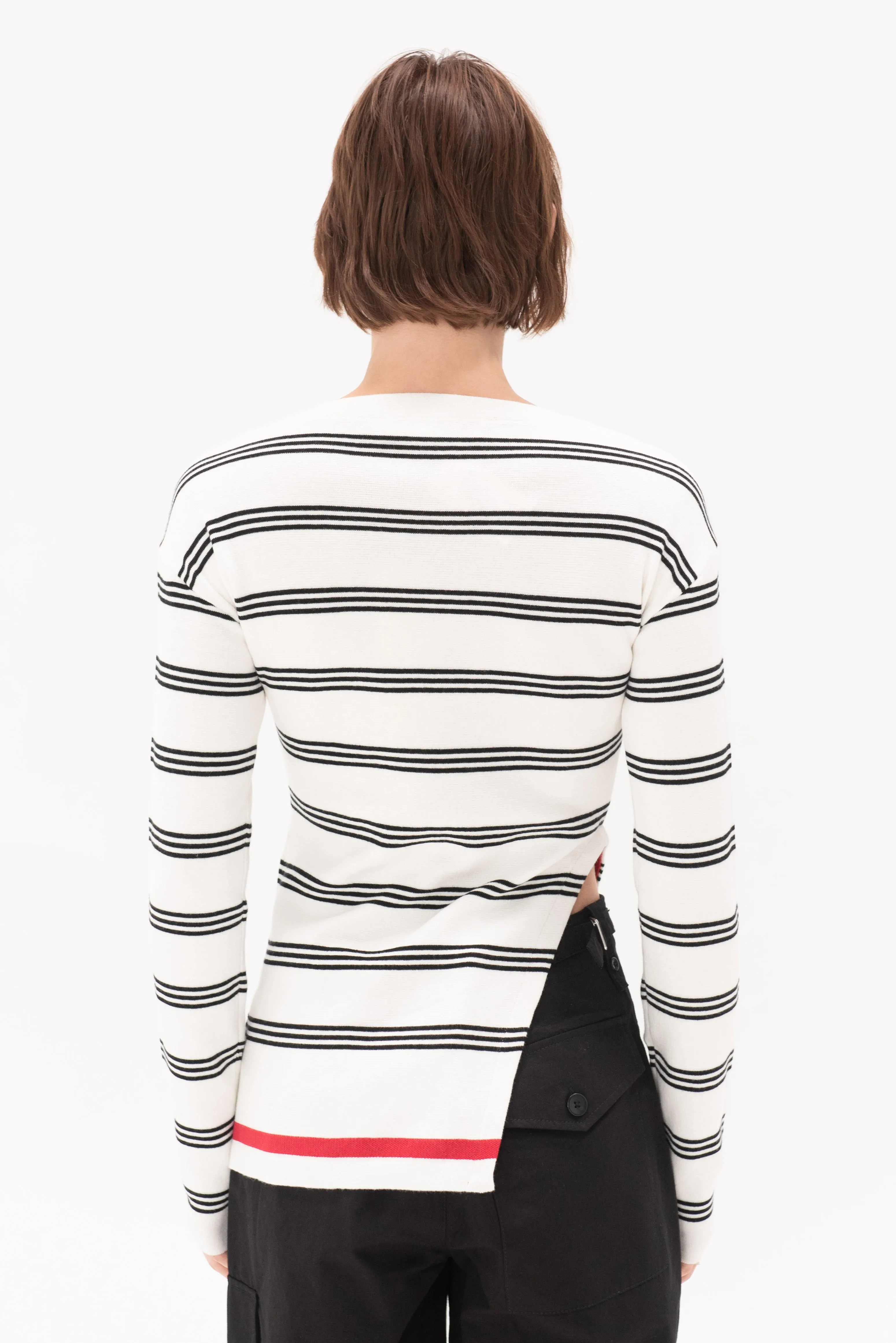 Stripe Roundneck Sweater, Alabaster