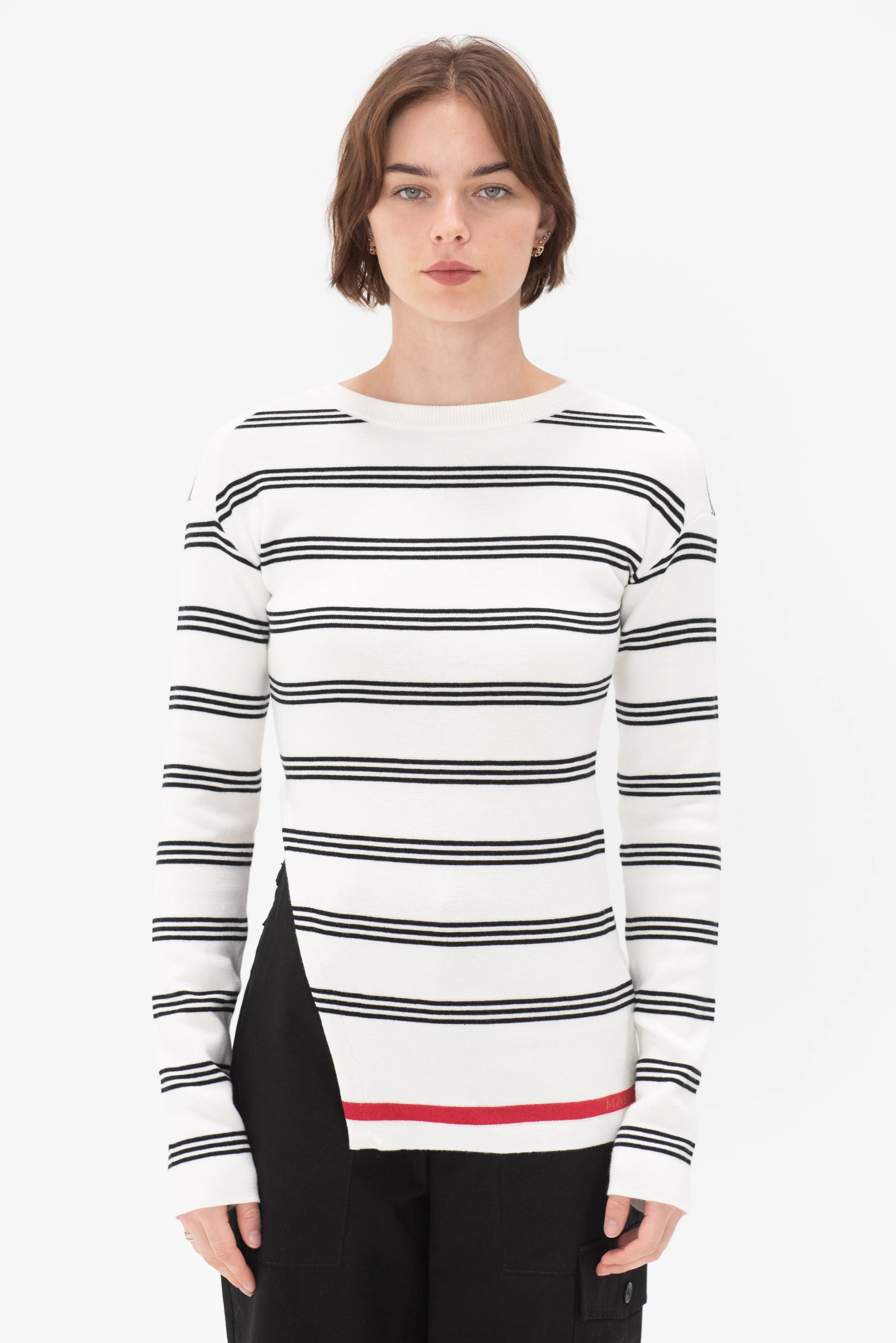 Stripe Roundneck Sweater, Alabaster