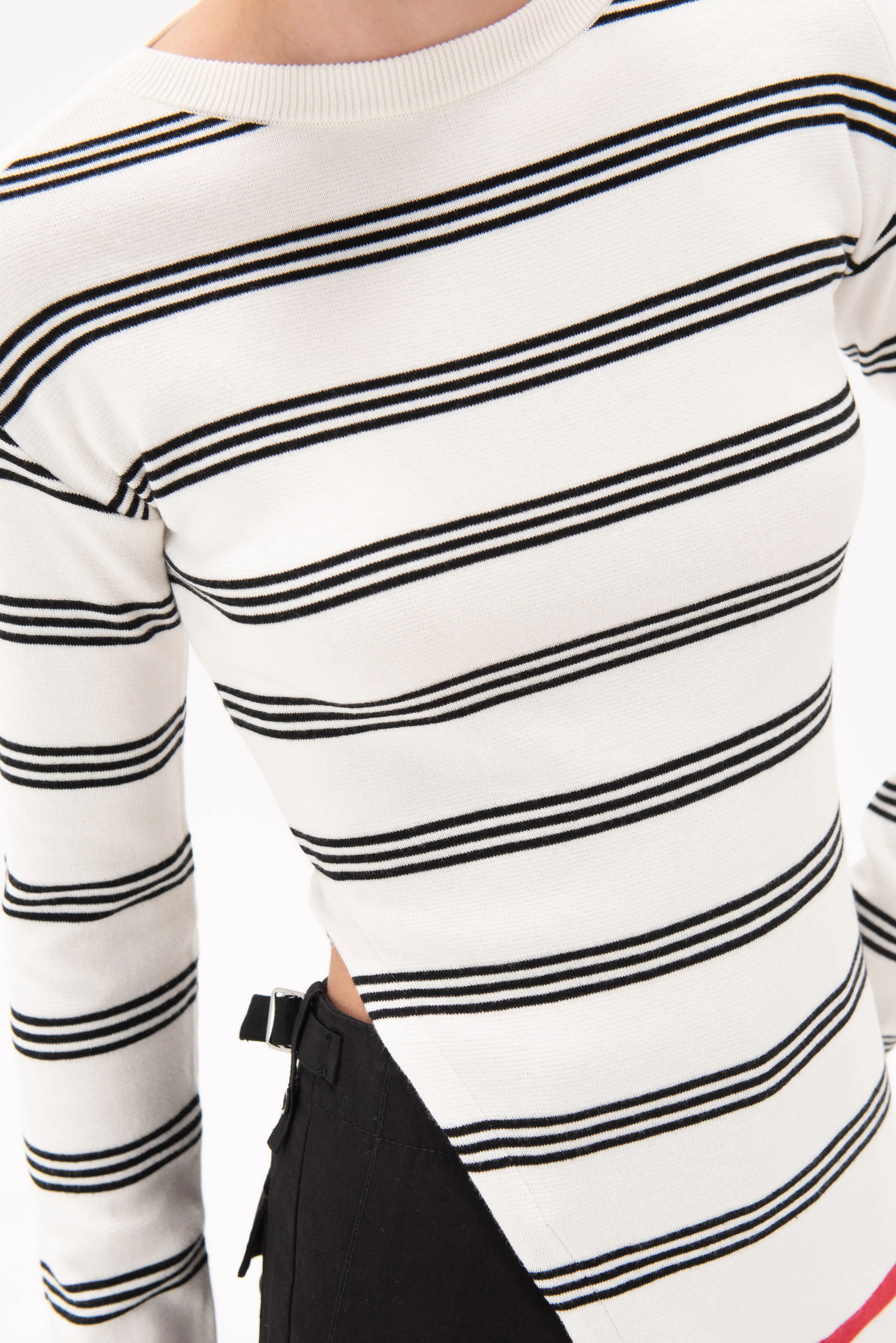 Stripe Roundneck Sweater, Alabaster