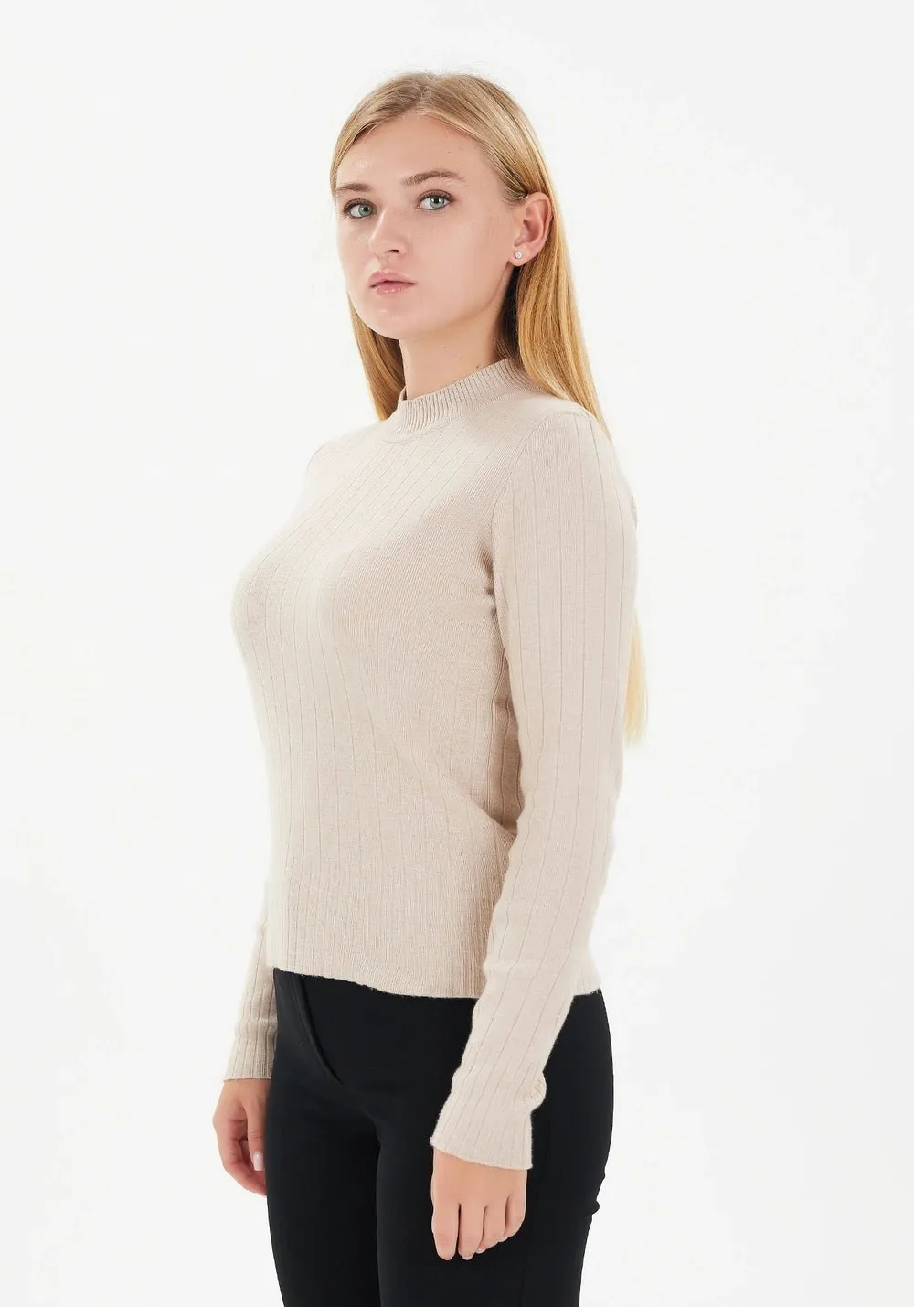 Striped Half Neck Thick Sweater