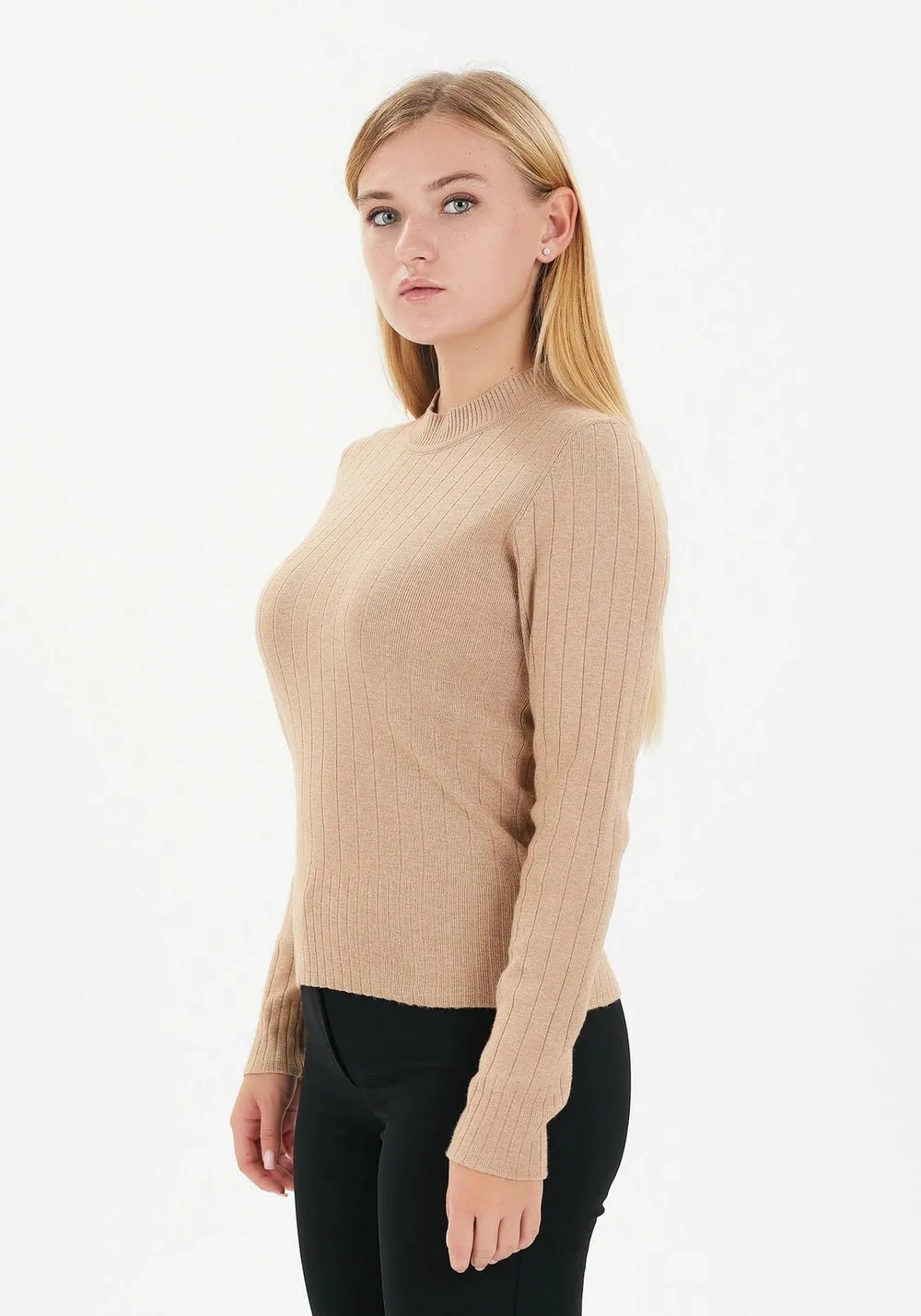 Striped Half Neck Thick Sweater