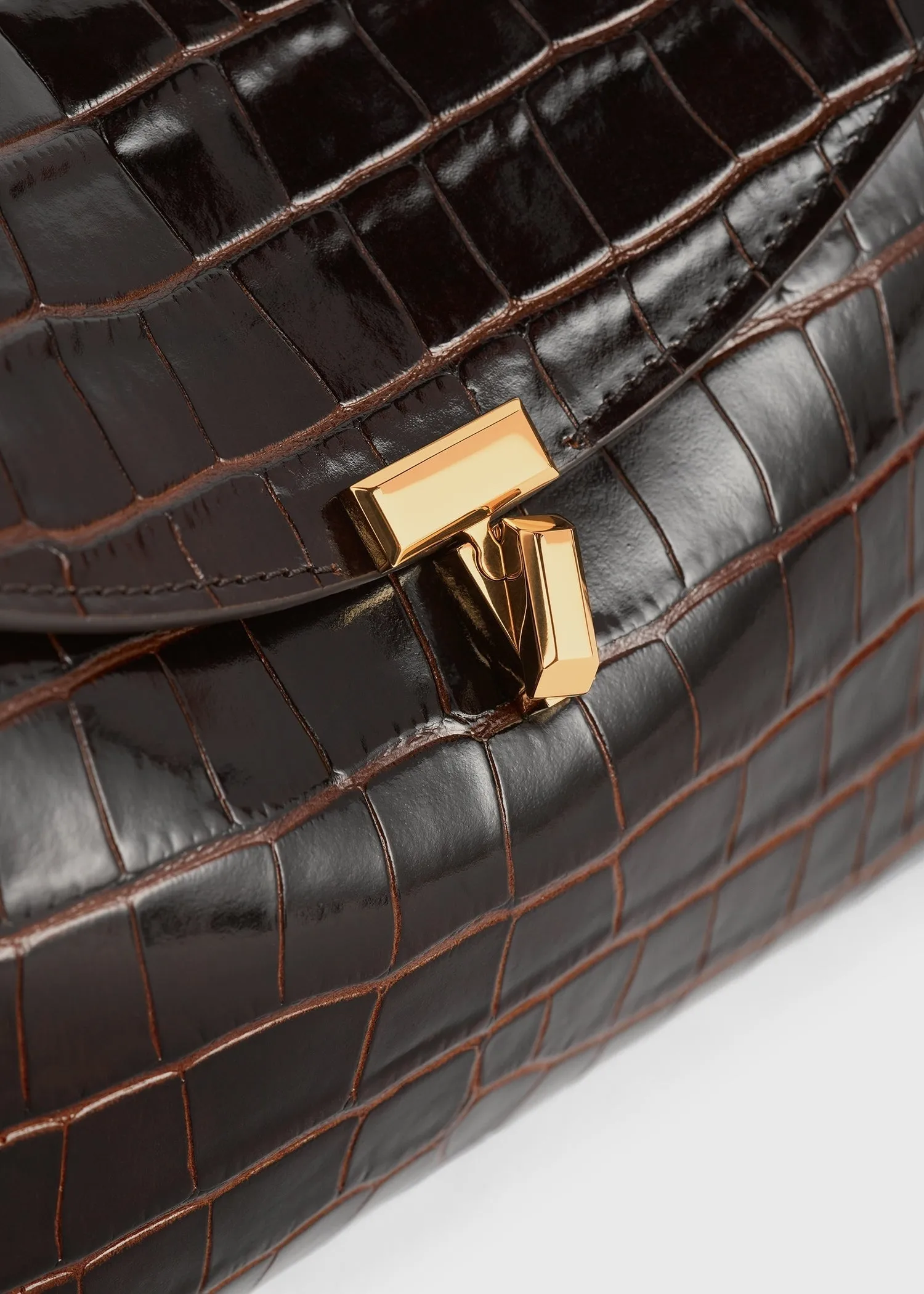 T-Lock clutch dark brown croco