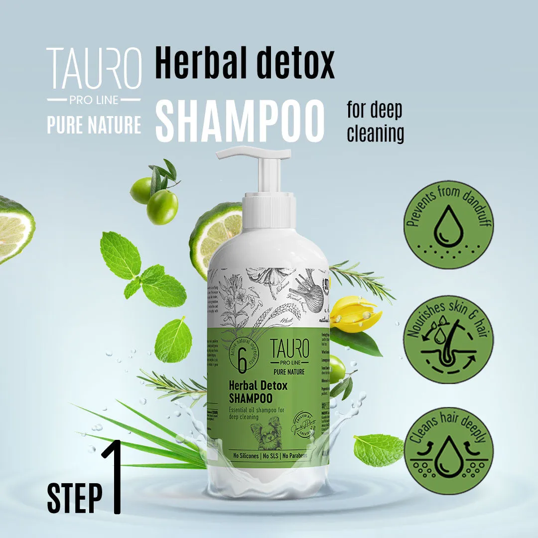 Tauro Pro Line Pure Nature Herbal Detox Deep Cleansing Shampoo For Gentle Dog & Cat Coat Care With Essential Oils