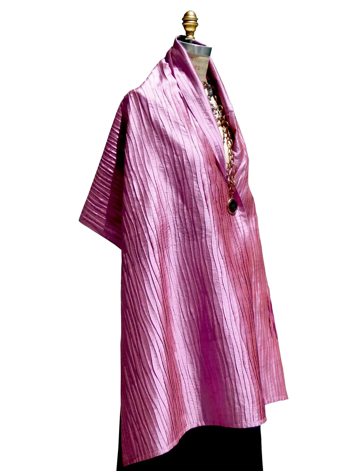 Thai Silk Pintuck Pleated Shawl Amethyst