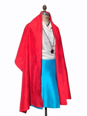 Thai Silk Pintuck Pleated Shawl Red