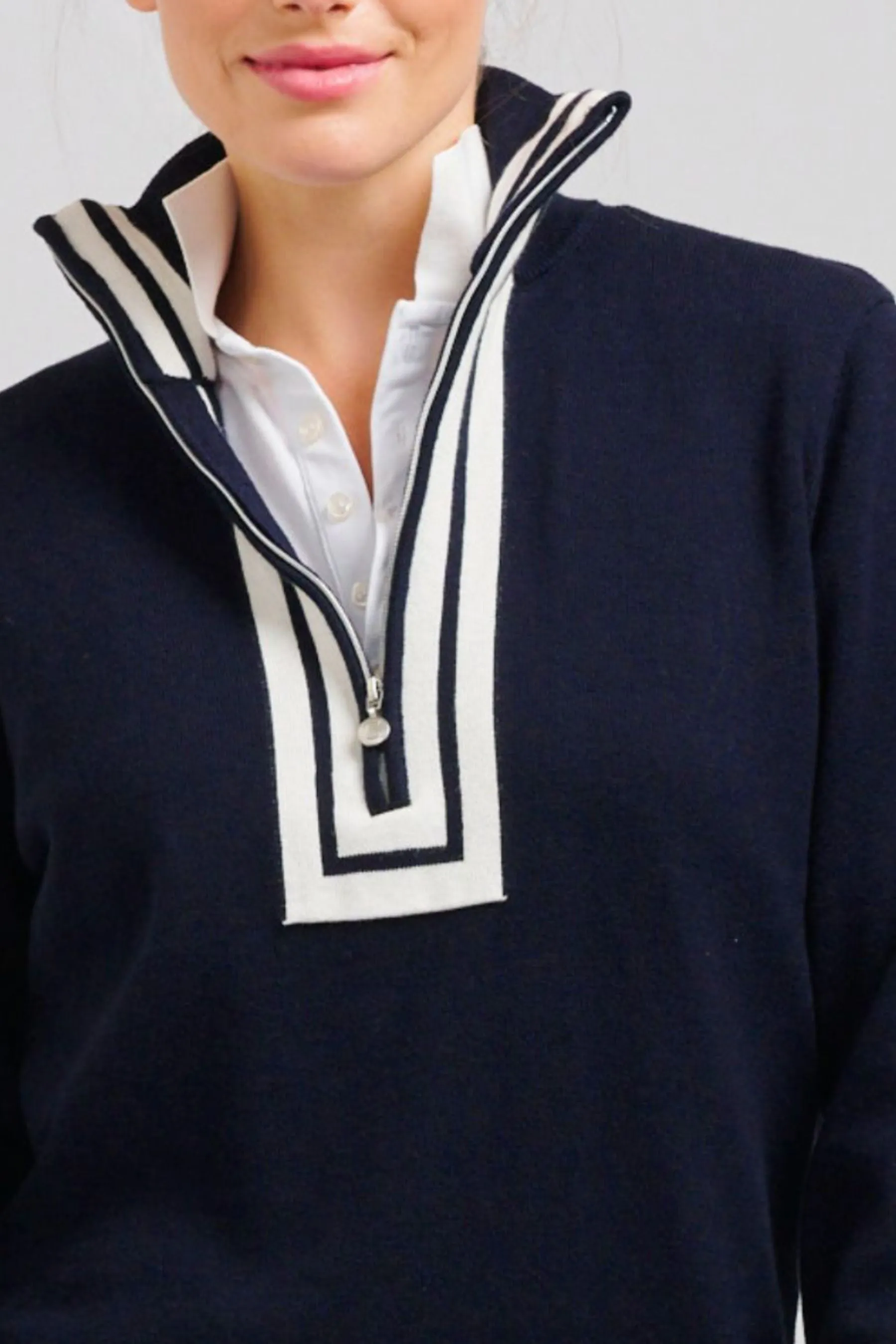 The Sawgrass Cashmere Cotton Sweater | Navy/White