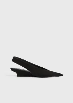 The Suede Wedge-Heel Slingback black