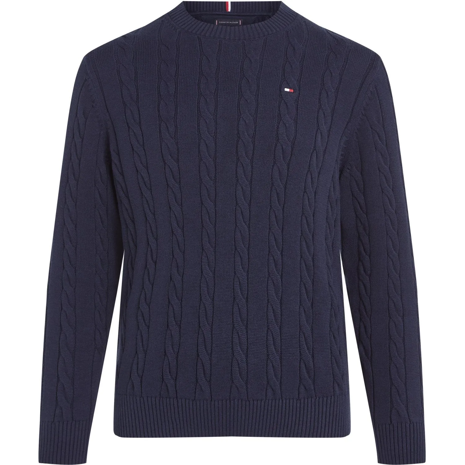 Tommy Hilfiger Dark Night Navy Crew Neck Cotton Cable Sweater