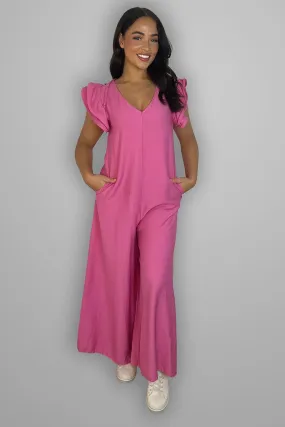 V-Neck Front And Back Maxi Summer Relaxed Fit Jumpsuit