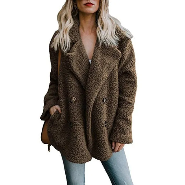 VenusFox Vintage Faux Fur Winter Coat