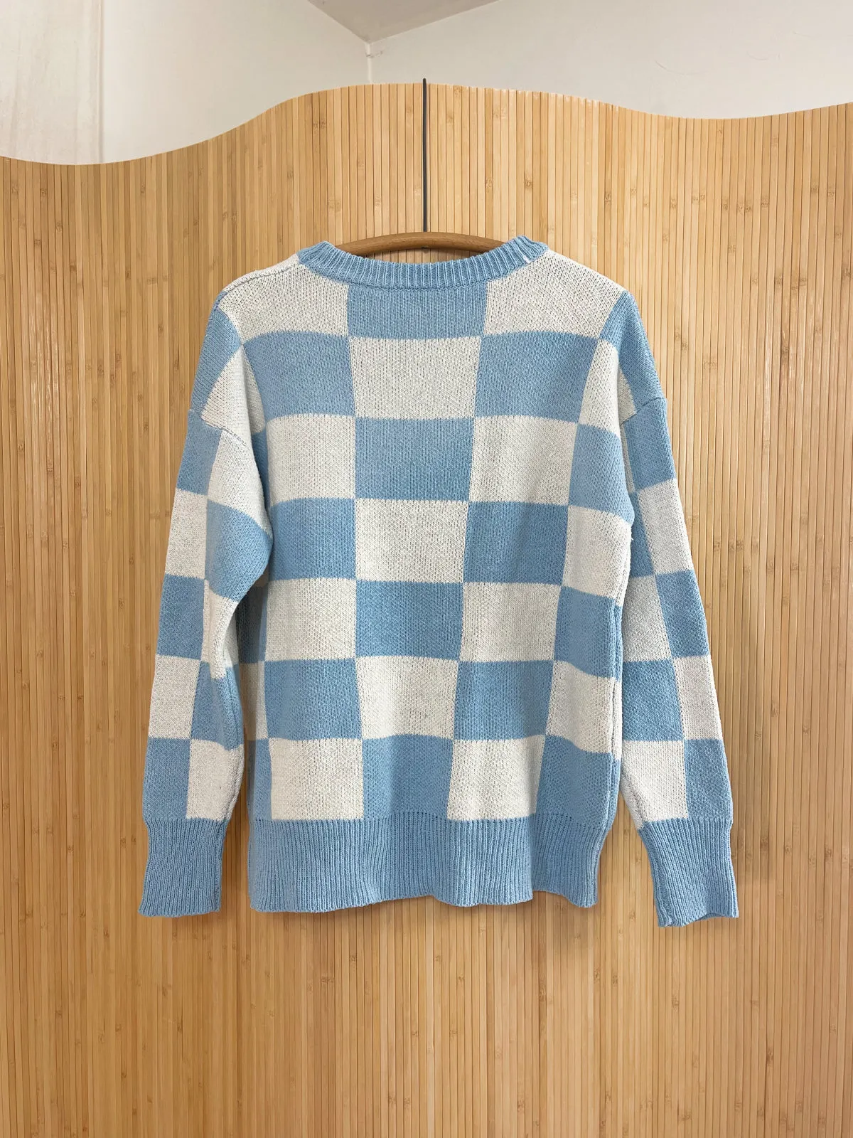 Vintage Sky Blue Check Sweater