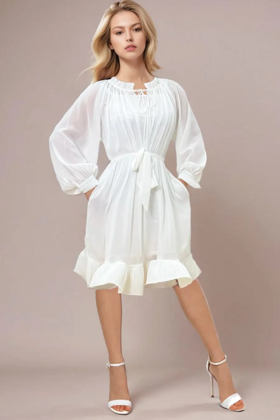 W5702 DRESS (GRN, WHT)