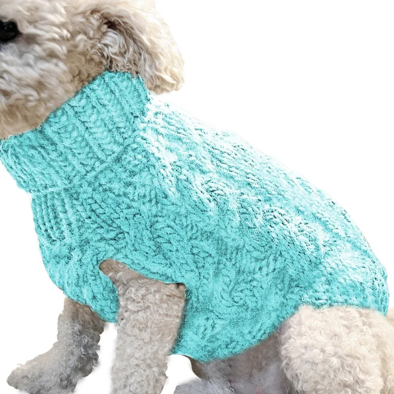 Warm Dog Cat Sweater Clothing Winter Turtleneck Knitted Clothes