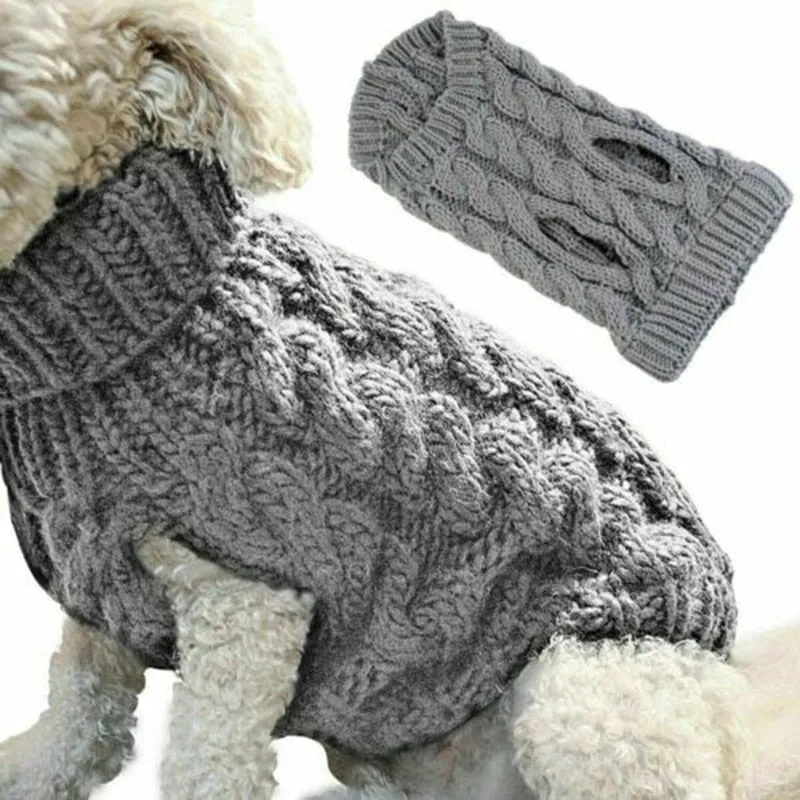 Warm Dog Cat Sweater Clothing Winter Turtleneck Knitted Clothes