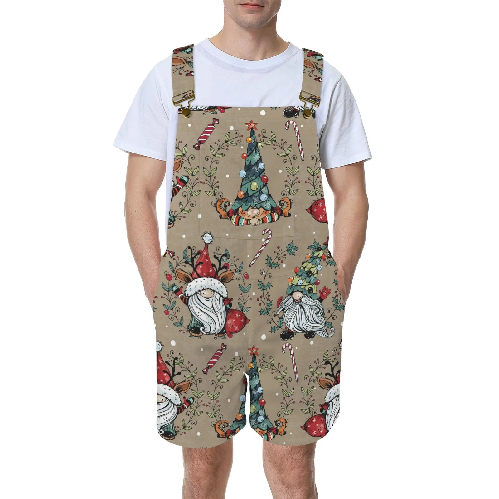 Whimsical Christmas Wreaths Emerson Easy-Wear Jumpsuit Unisex Shorts Suspender Jumpsuit